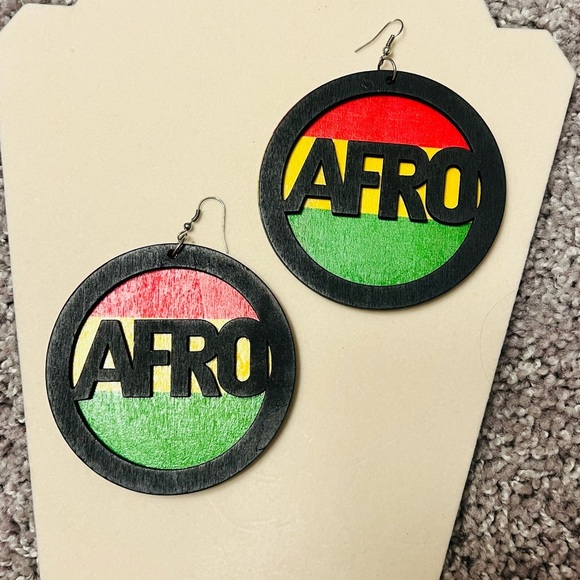 Colorful Afro Circle Earrings - Picture 1 of 2
